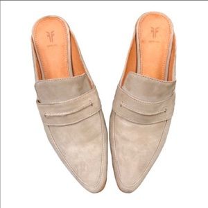 Frye Grey Suede Slip On Loafer Mules